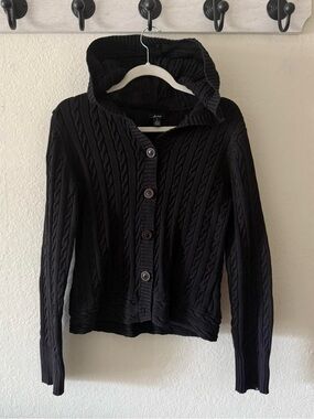 Hurley Women’s Black Cable-Knit Button Cardigan Sweater